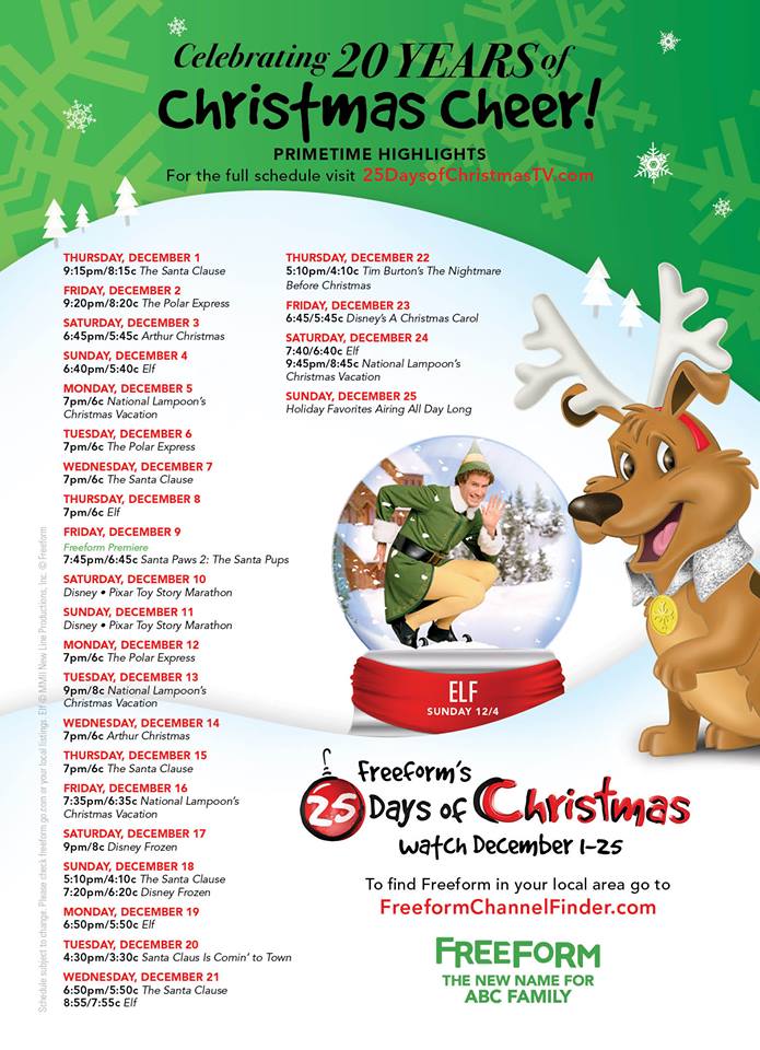 25 Days of Christmas TV Schedule