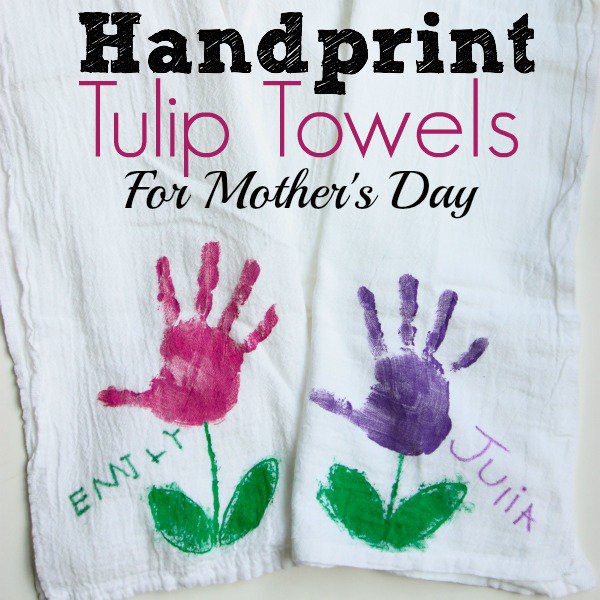 Handprint Tulip Towels Mother's Day craft