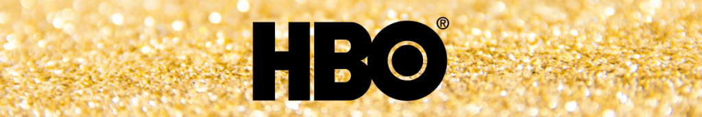 HBO logo on gold glittery background