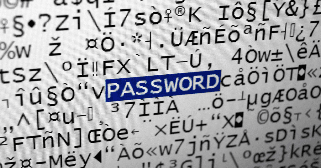 The word "PASSWORD" is highlighted among other characters.