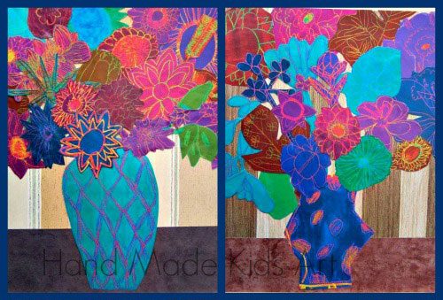Hand Made Kids Art digital flower craft.