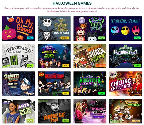 Disney Halloween online games for kids.