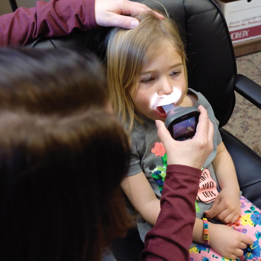 Young girl receiving medical care.