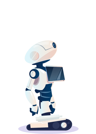 Illustration of medium-sized computer robot with computer screen.