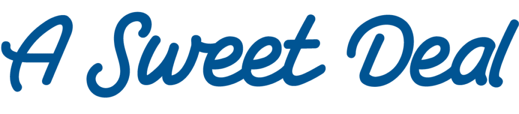 Blue cursive text reading 'A Sweet Deal' (logo-style).